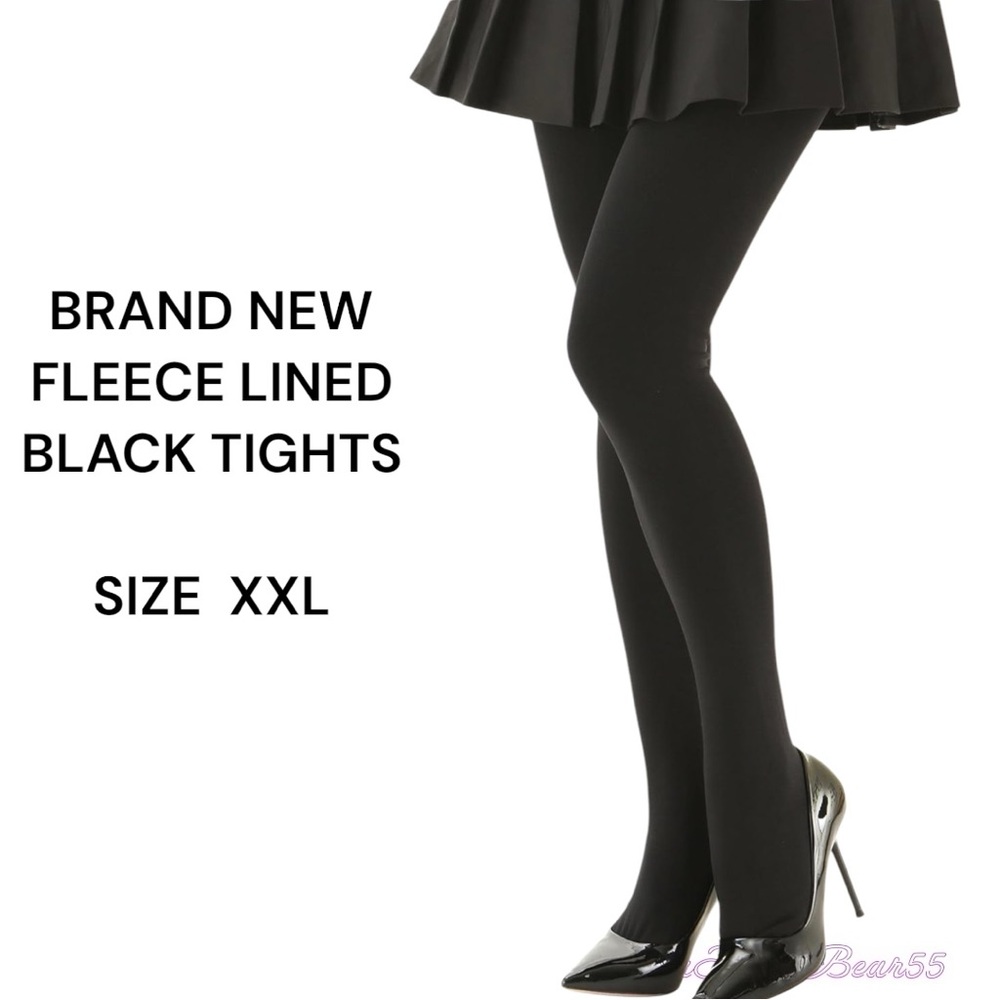 BRAND NEW FLEECE LINED BLACK TIGHTS SIZE XXL SOFT AND WARM-WEAR WITH SKIRT/PANTS